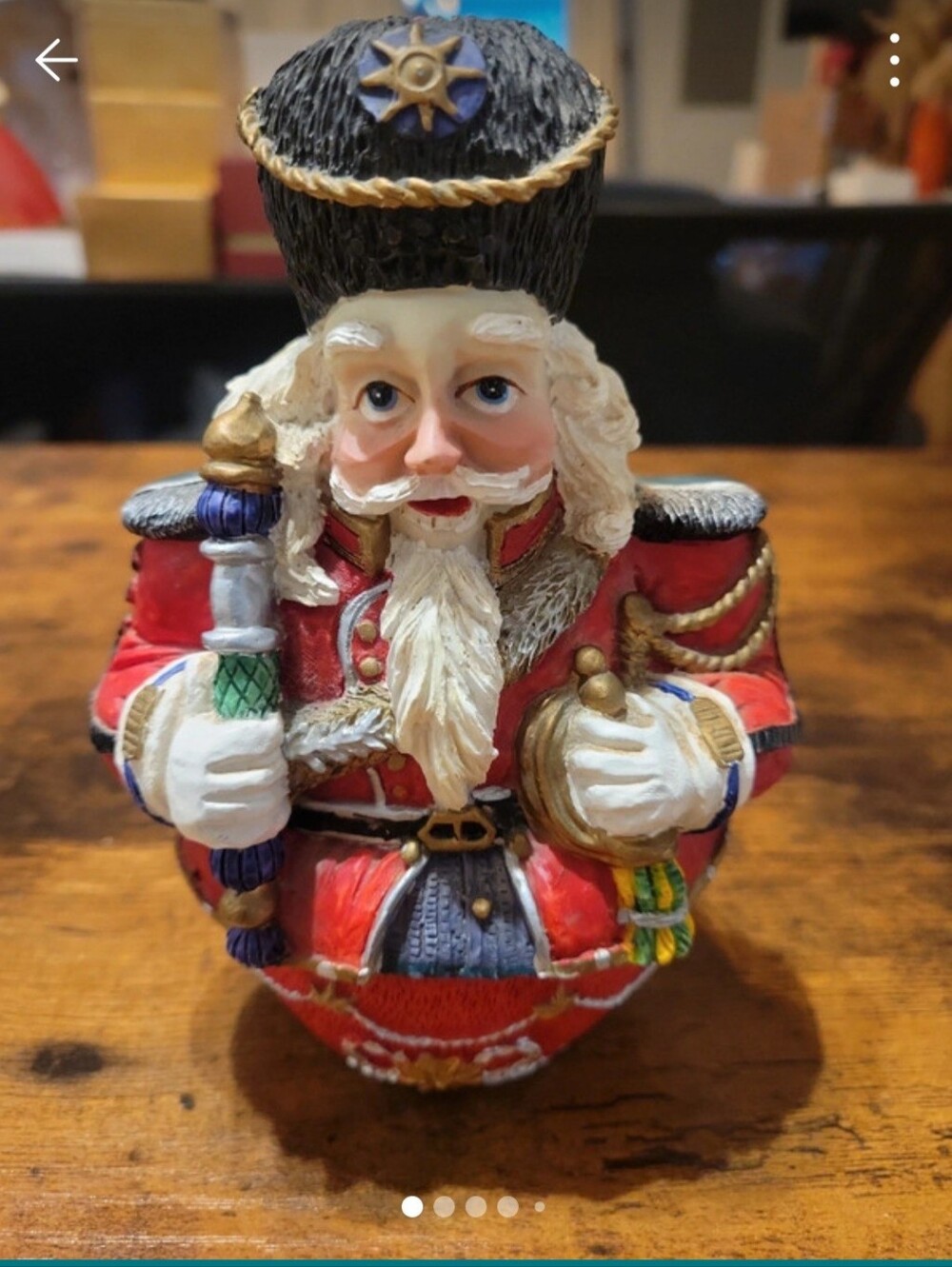 Vintage Musical Revolving Nutcracker Figurine Christmas Music Box Resin
